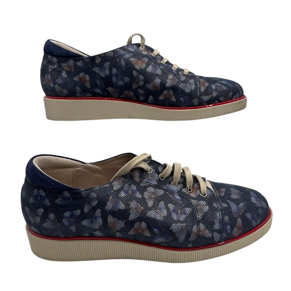 Beautifeel Jane 1815 Navy Blue Leather Butterfly Platform Sneakers Sz 38/ US 7.5